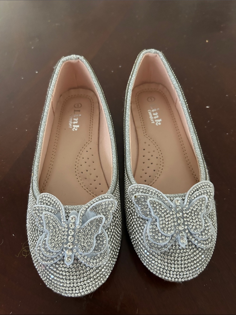 Link Silver Rhinestone Loafers with Tan Lining